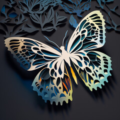 Paper craft butterfly animal quilling patterns art painting illustration AI Generated image