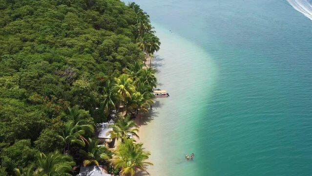 Aerial shot of Starfish beach in Bocas del Toro, Panama