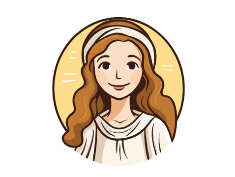 Doodle Icon of Mary Magdalene, cartoon sticker, sketch, vector, Illustration, minimalistic