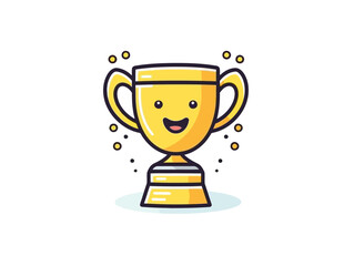 Doodle Trophy with tennis ball, cartoon sticker, sketch, vector, Illustration, minimalistic