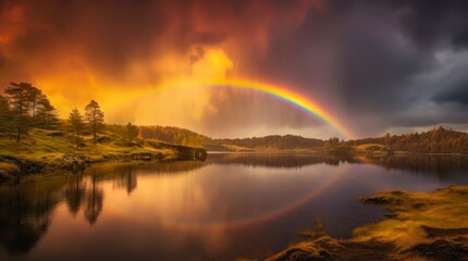 Rainbow over the lake.