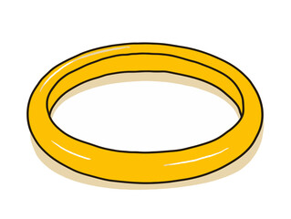 Doodle Yellow ring, cartoon sticker, sketch, vector, Illustration, minimalistic