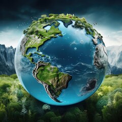 Fototapeta premium Planet Earth with its abundant water resources