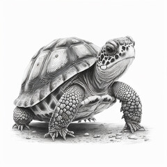 Pencil sketch draw cute turtle animal AI Generated