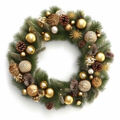 Fototapeta na wymiar Christmas wreath on an isolated white background