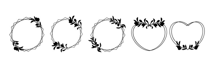 Set of frames with olive branches. Vector graphics.