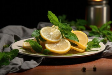 Lemon and Mint Garnished Plate
