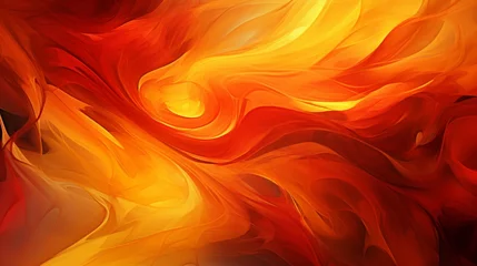 Fotobehang An abstract composition of fiery red and golden orange colors merging seamlessly. © Fahad