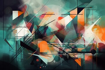 Abstract artwork with geometric shapes and lines. Generative AI