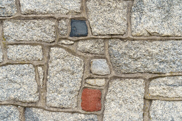Texture of an old stone wall made of stone and cement.