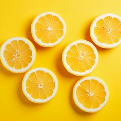 Fototapeta premium AI generated illustration of halved lemons on a vibrant yellow background