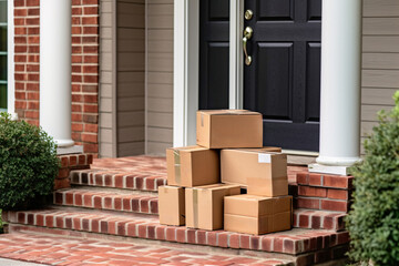 Black friday. Delivered packages on the doorstep. parcel boxes on the doorstep
