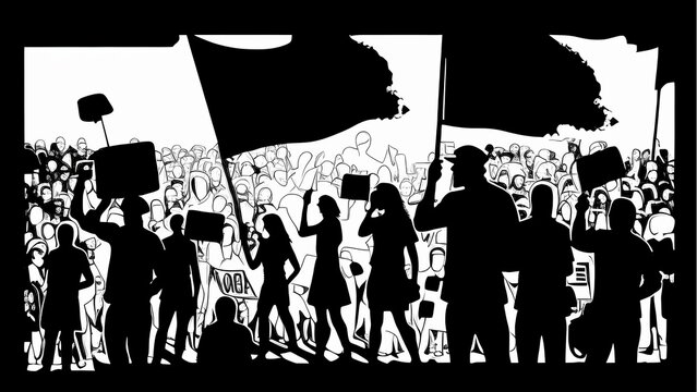 Illustration of Protesters with Megaphones