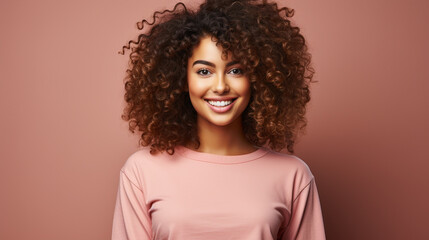 portrait of beautiful young woman with curly hair