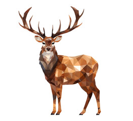 Christmas reindeer illustration on transparent background. Generative AI.
