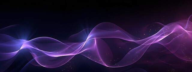 Purple and Glitter Waves on a Dark Background, in the Style of Guturistic Spacescapes, Abstract Background, Web Banner