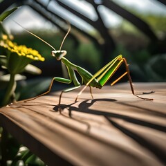 A heroic praying mantis with martial arts skills, defending the garden from invaders3 - obrazy, fototapety, plakaty