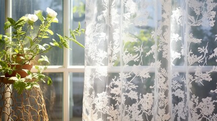 delicate lace curtains with intricate floral motifs for graphic designers.