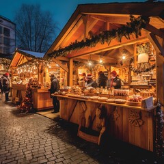 Fototapeta na wymiar Christmas markets on the street