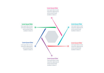 Obraz premium six option informational templates. hexagon infographic template. business, web, annual report, internet, magazine infographic template