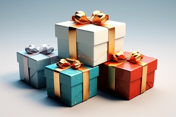 Naklejka premium AI generated illustration of Christmas gift boxes