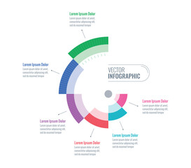 six options infographic template. spiral information template. web, internet, annual report, magazine infographic template