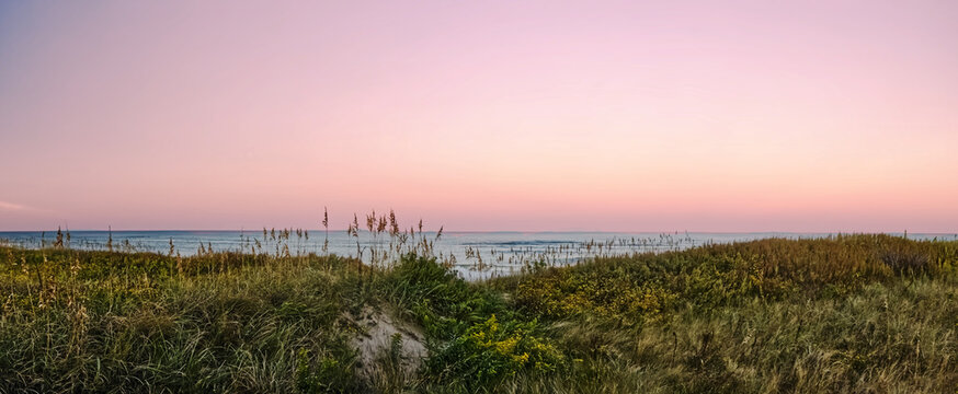 Beautiful panoramic view of the Outerbanks at sundown, NC
