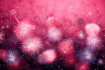 Fototapeta premium Fireworks composition with colourful images of shiny firework spots of different shape on gradient background