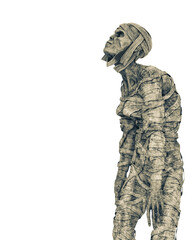 mummy is standing and looking up