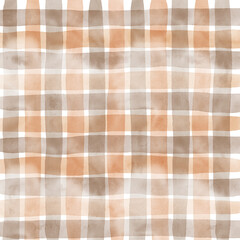 Fototapeta premium Brown Beige Gingham Check Hand Drawn Background