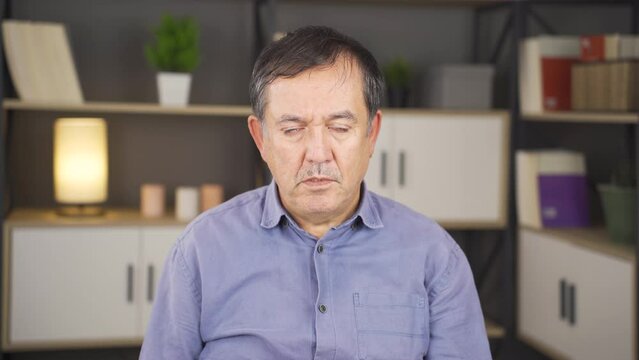 Angry and grumpy old man.