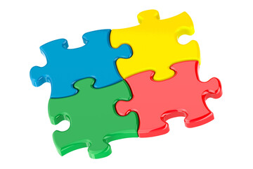 Autism colour puzzles. 3D rendering isolated on transparent background - 664638330