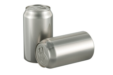 Drink metallic cans, 3D rendering isolated on transparent background