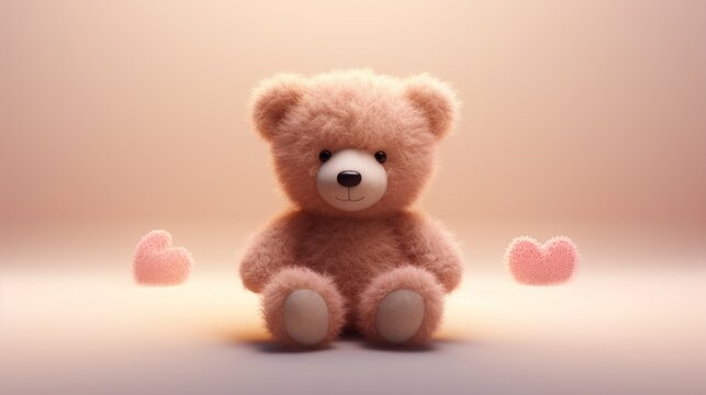 A 3D-rendered image captures the essence of a lovable teddy bear cradling a heart in its arms. 