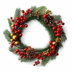 Fototapeta na wymiar Christmas wreath on an isolated white background