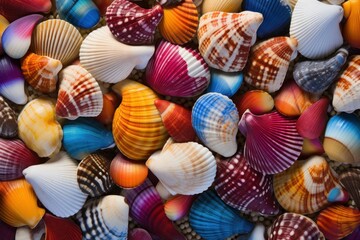 Intricate Colorful seashell. Ocean travel marine. Generate Ai - obrazy, fototapety, plakaty