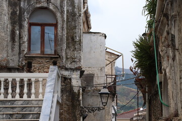 Fototapeta na wymiar architectures in a characteristic seaside town of Diamante, Calabria in southern Italy