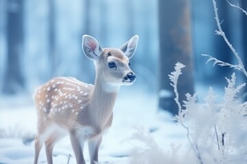 Cute Christmas deer waiting for the holiday