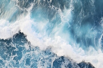 Fototapeta premium White waves splash in the blue ocean. Sea waves background.