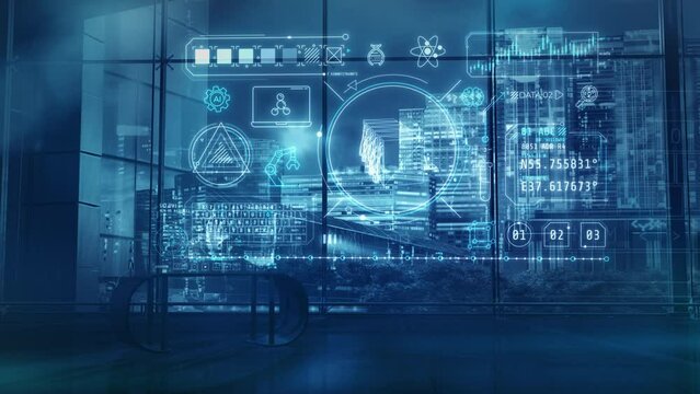 Abstract big data processing infographic. 3D render