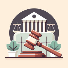 Legal Scale with Quill and Ink Bottle Vector Design