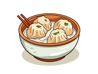 Doodle Soup dumpling, cartoon sticker, sketch, vector, Illustration, minimalistic