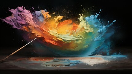  concept of "Boundless Creativity" with a painter's palette and brush splashing colors across the universe.