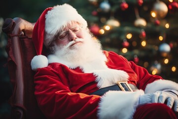 Cute Santa Claus waiting for the holiday - obrazy, fototapety, plakaty