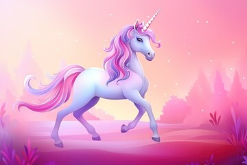 Obraz na płótnie Canvas Holographic Unicorn pink background, love, Valentine's Day