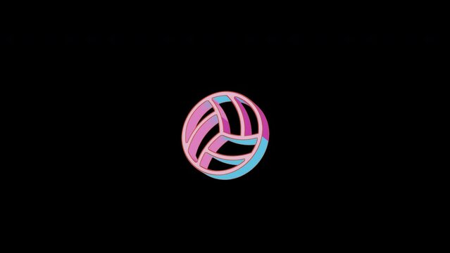 Bright volleyball ball icon is jumping merrily. Retro style. Alpha channel black. Looped from frame 120 to 240, Alpha BW at the end