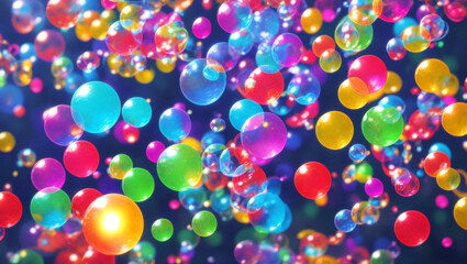 Colorful background with flying soap bubbles