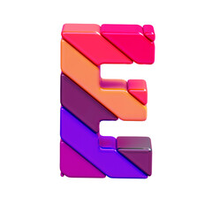 Symbol made of colored diagonal blocks. letter e