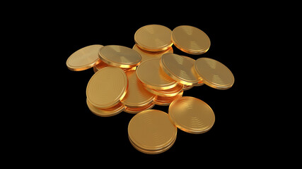 Golden coins  for business economics finance 3d render illustration