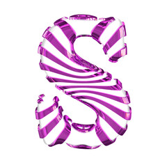 White symbol with purple straps. letter s